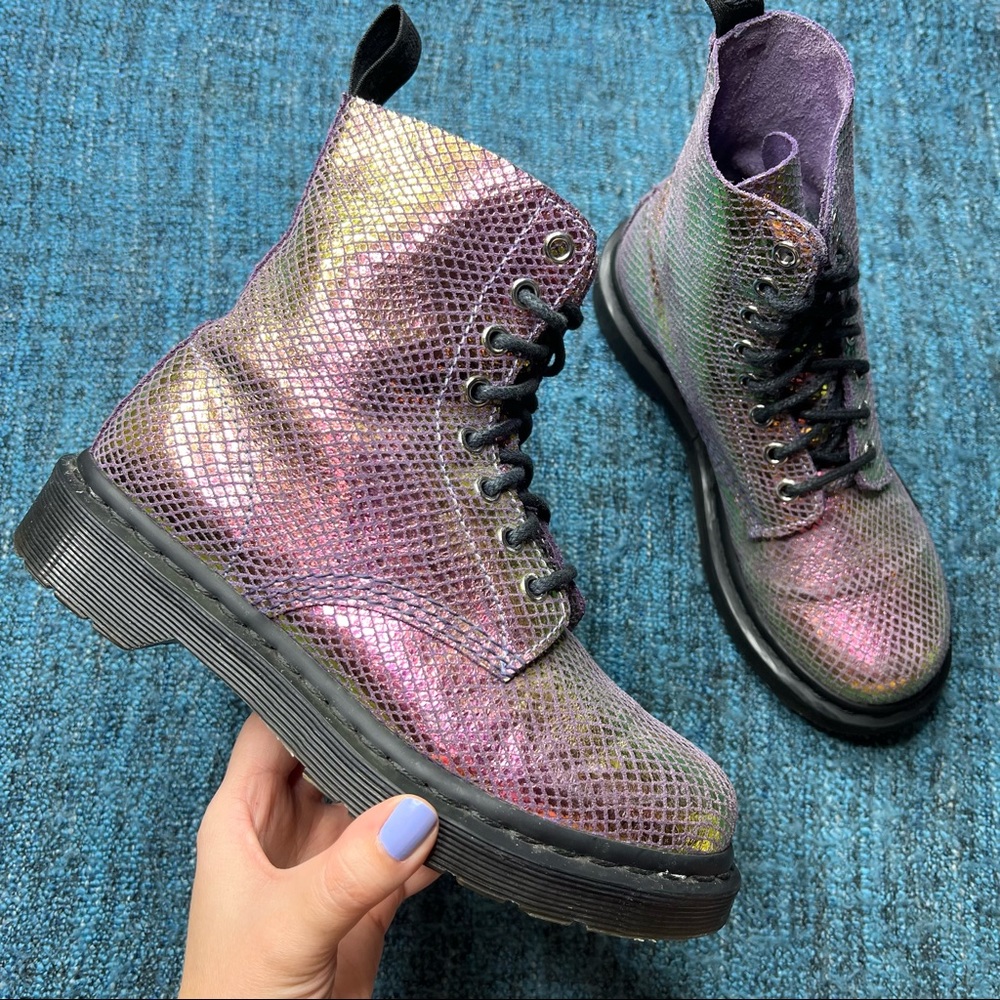 Dr. Marten Pascal Combat Boots in Violet Mirror Iridescent Mermaid
